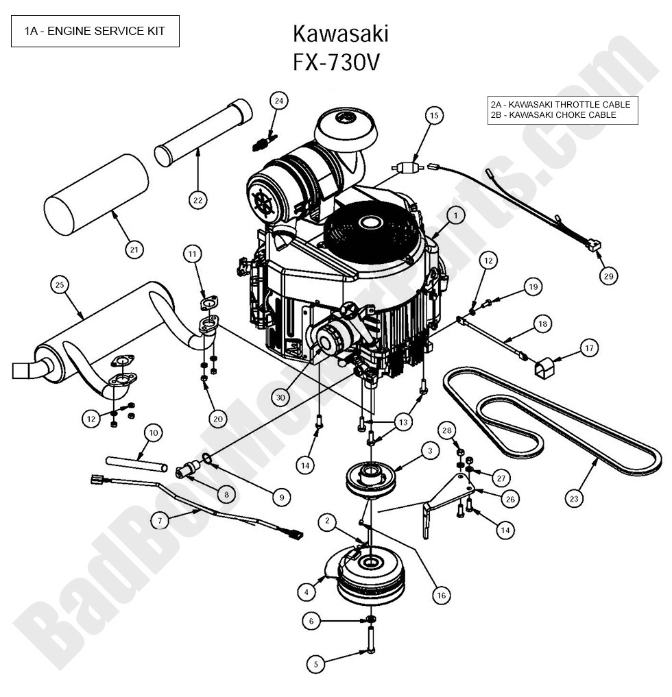 1376 - Bad Boy Mower Parts Lookup > 2016 > Outlaw & Outlaw Extreme > Engine - Kawasaki FX730